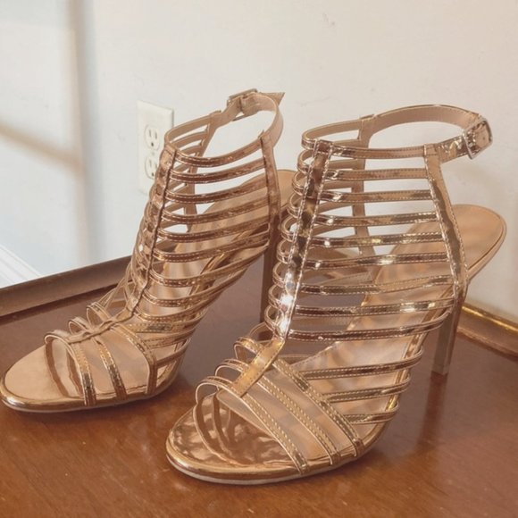 Gold Strappy Heels - Picture 1 of 10